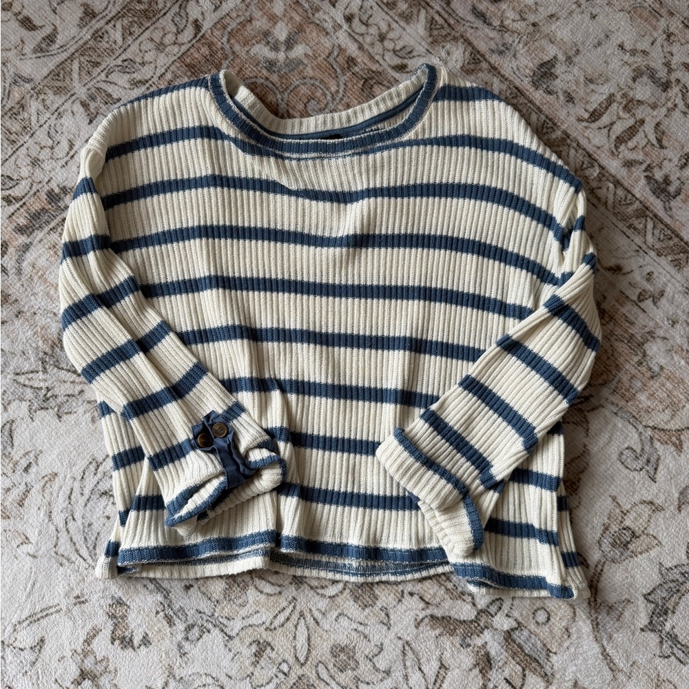 Blu Pepper Navy and Cream Striped Sweater